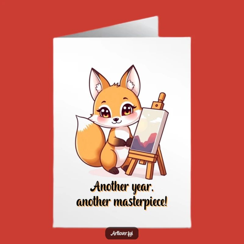 Free Printable Birthday Card: Curious Fox Appreciating Art Hilarious Downloadable Greeting