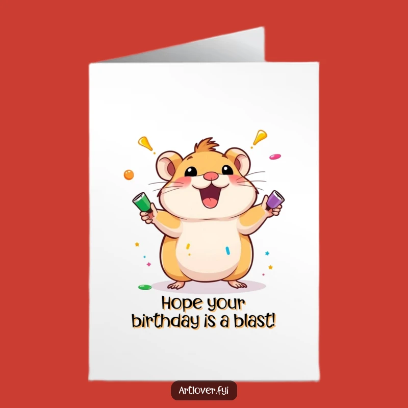 Free Printable Birthday Card: Hamster Juggling Paint for a Fun Downloadable Gift