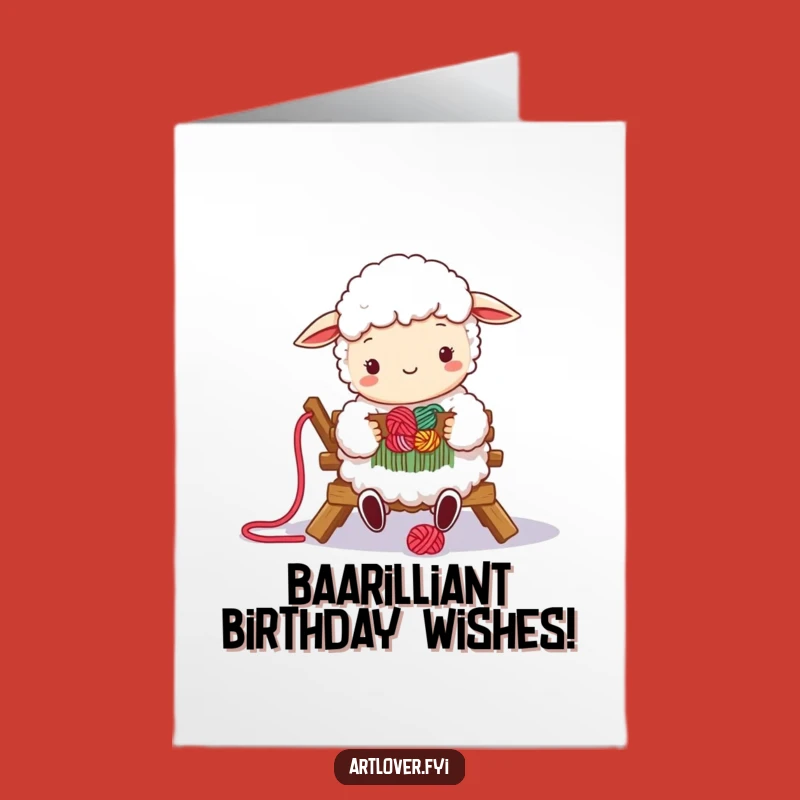 Free Printable Birthday Card: Happy Sheep Weaver, Cozy DIY Downloadable Gift