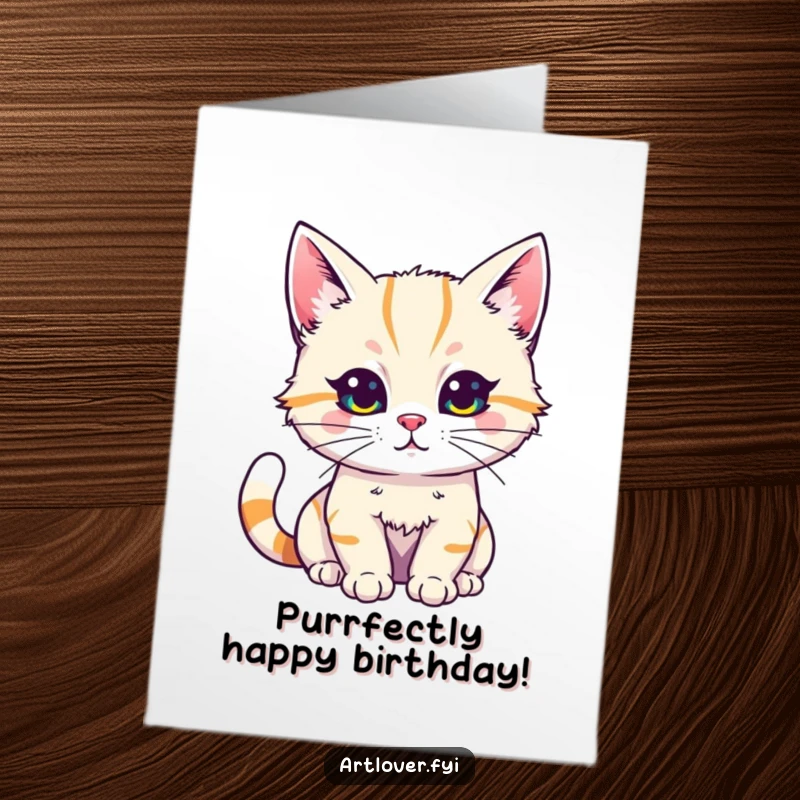 Funny Free Printable Cat Artist Birthday Card: An inspired cat artist joyfully splashes bright paint onto a canvas.