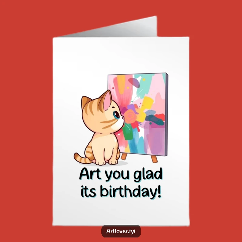 Funny Free Printable Birthday Card: Curious Cat Art Lover, Hilarious Downloadable Gift