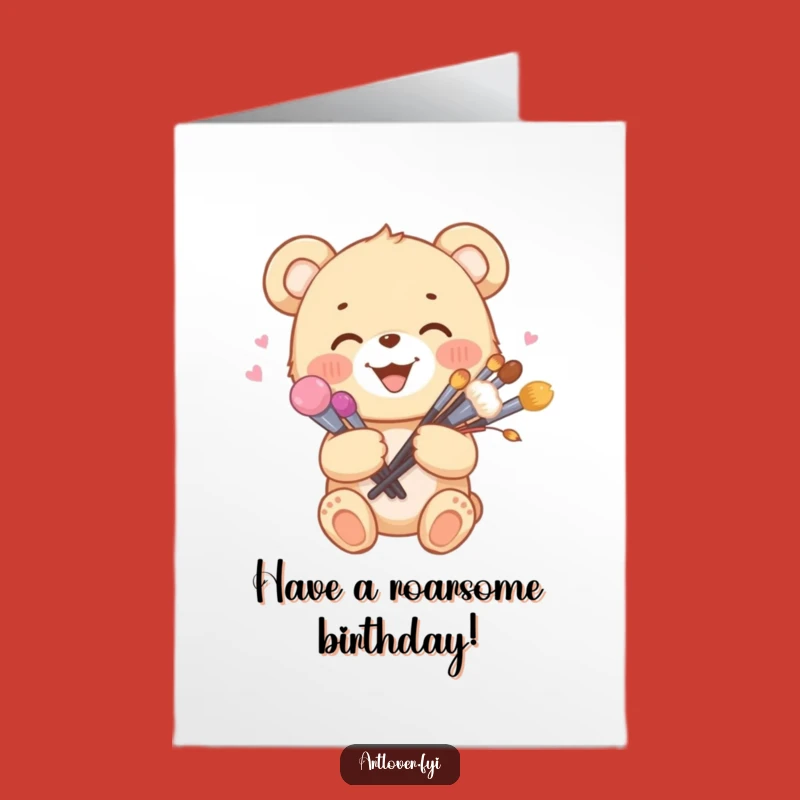 Free Printable Birthday Card: Bear Cub Artist Funny Downloadable Gift!