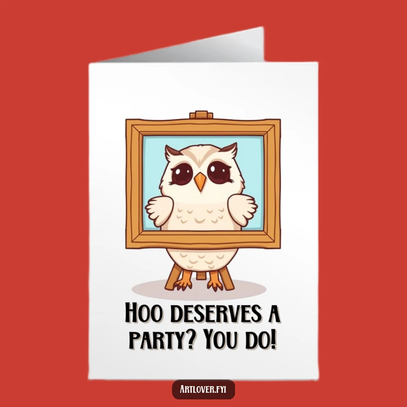 Free Printable Birthday Card: Owl Admiring Art for a Wise Downloadable Gift