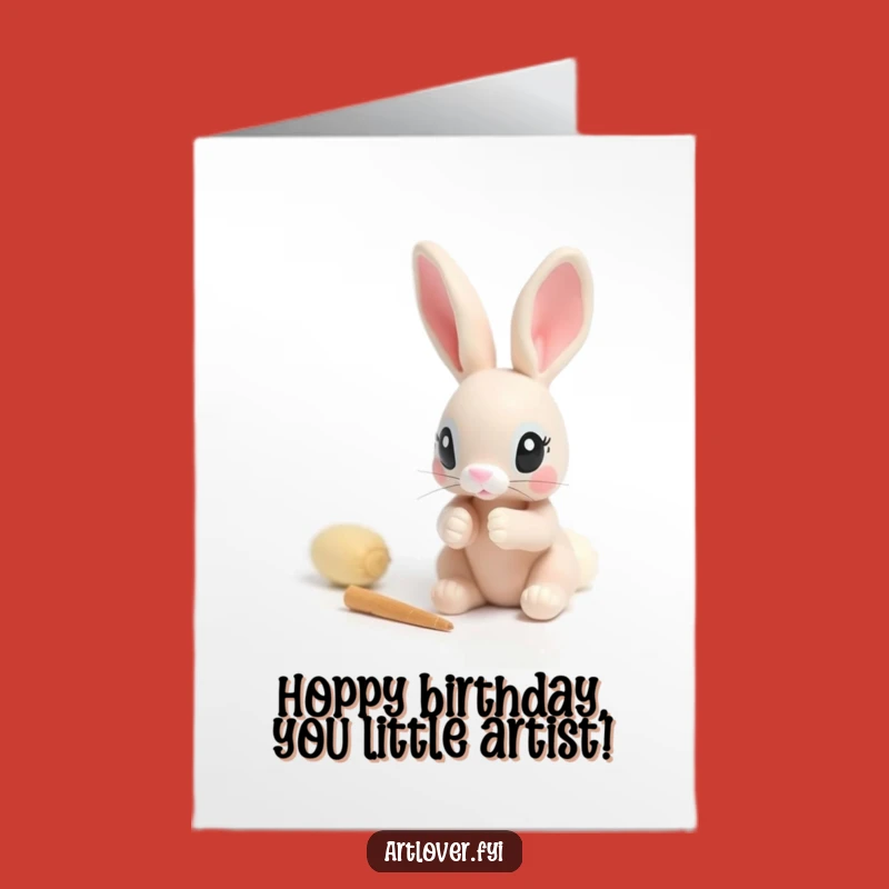 Free Printable Funny Rabbit Birthday Card - Sculptor Bunny Downloadable