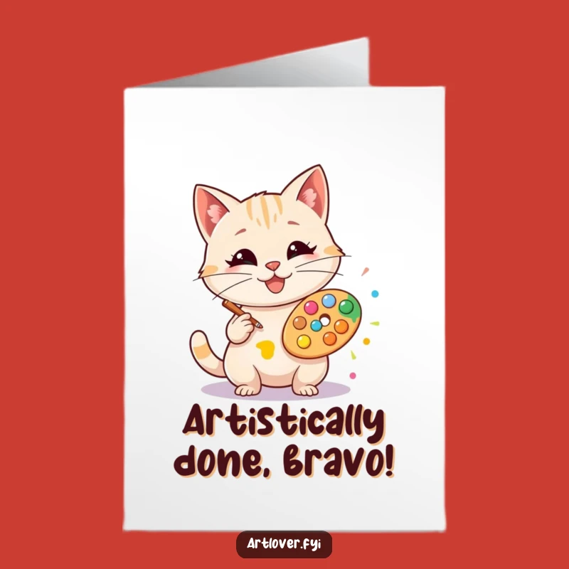 Free Printable Congrats Card: Artistic Cat! Funny Downloadable for Masterpiece Achievements