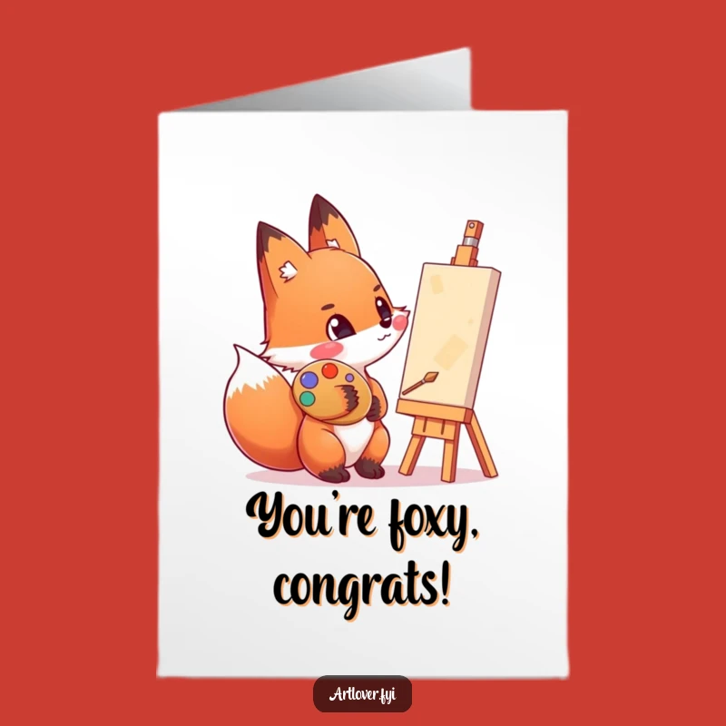 Free Printable Congrats Card: Artsy Fox Painter Funny Downloadable Gift!