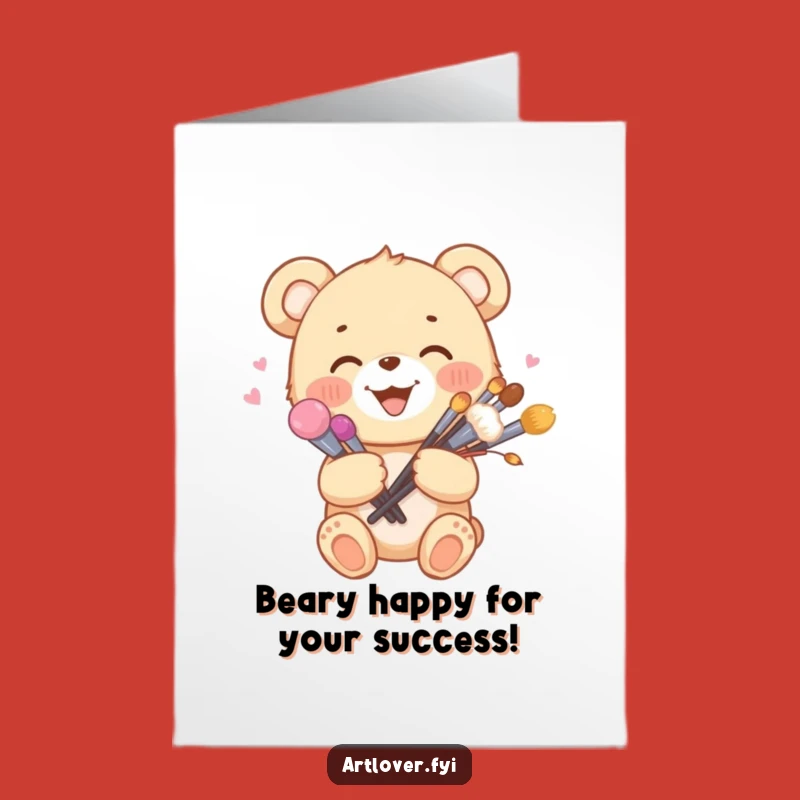 Free Printable Congrats Card: Bear Cub Artist Funny Downloadable Gift!
