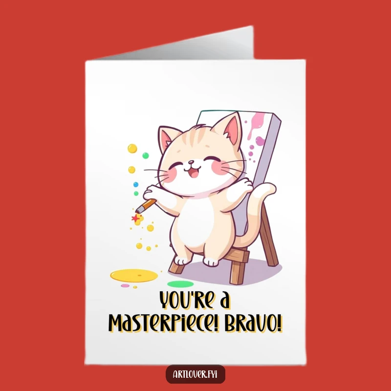 Free Printable Congrats Card: Cat Art Splatter for a Bold Downloadable Gift