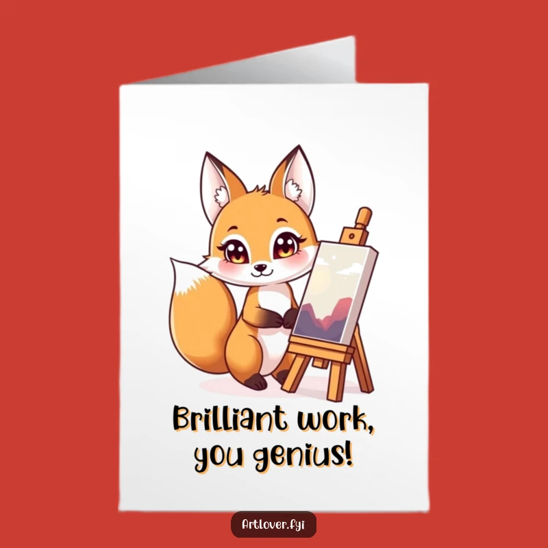 Free Printable Congrats Card: Curious Fox Celebrating Art Hilarious Downloadable Greeting
