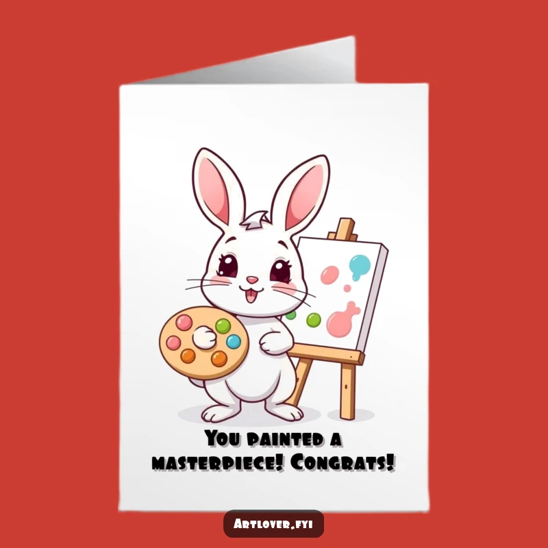 Free Printable Congrats Card: Rabbit Artist Creates, Funny Downloadable Gift