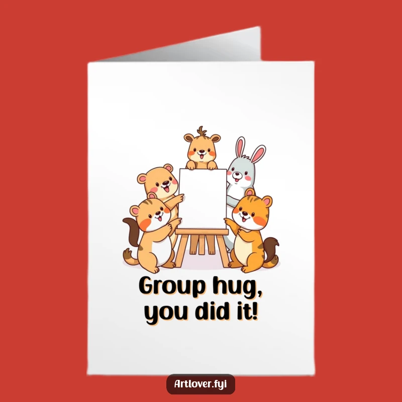 Free Printable Congratulations Card: Animals Cheer Success, Ideal DIY Downloadable Gift