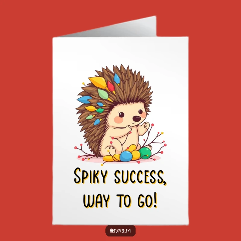 Free Printable Congratulations Card: Hedgehog Artist's Masterpiece, Ideal DIY Downloadable Gift