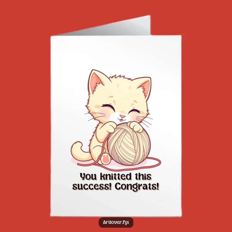 Free Printable Congratulations Card: Kitten Yarn Sculpting, Funny DIY Downloadable Gift