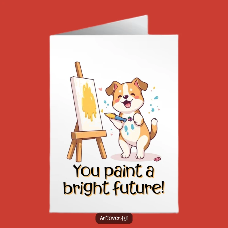 Free Printable Dog Art Congrats Card - Splashy Success Downloadable