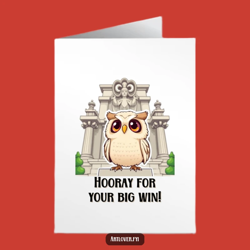 Free Printable Congrats Card: Owl Amazed by Statue, Funny Downloadable Gift