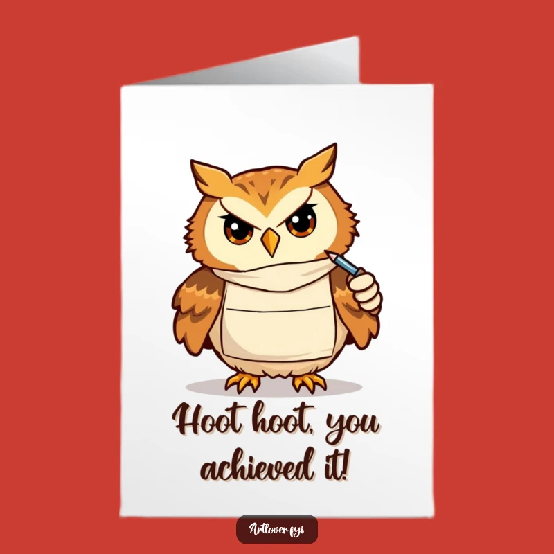 Free Printable Congratulations Card: Owl Artistry Achieves Success, Ideal DIY Downloadable Gift