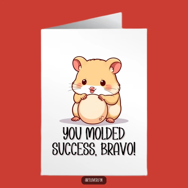 Free Printable Hamster Sculptor Congrats Card: Focused Artist Downloadable Celebration!