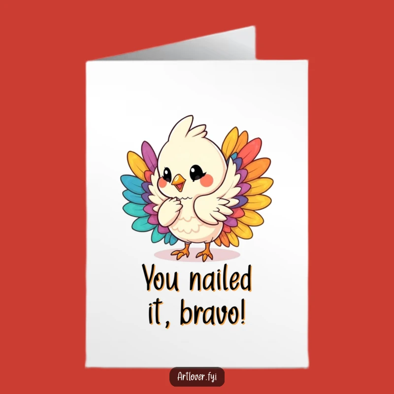 Free Printable Congrats Card: Cheerful Bird Artist, Effortless Downloadable Gift