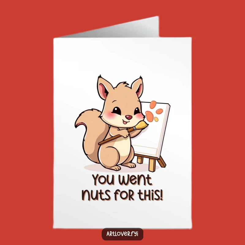 Free Printable Congrats Card: Squirrel Artist, Creative Celebration, DIY Achievement Download