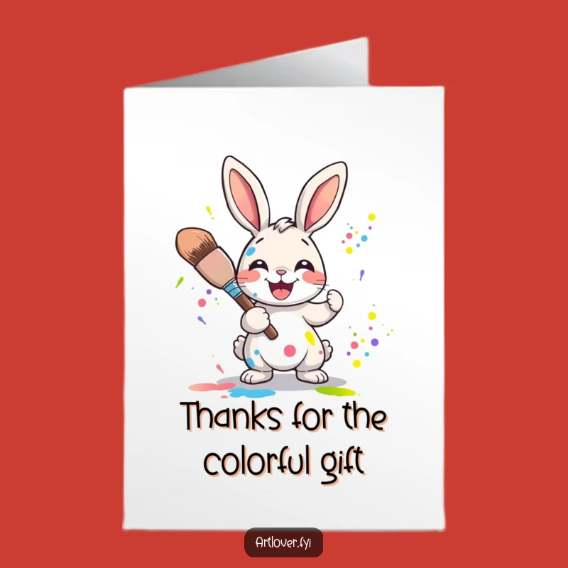 Free Printable Rabbit Painter Thank You Card: Joyful Cartoon Downloadable Gift