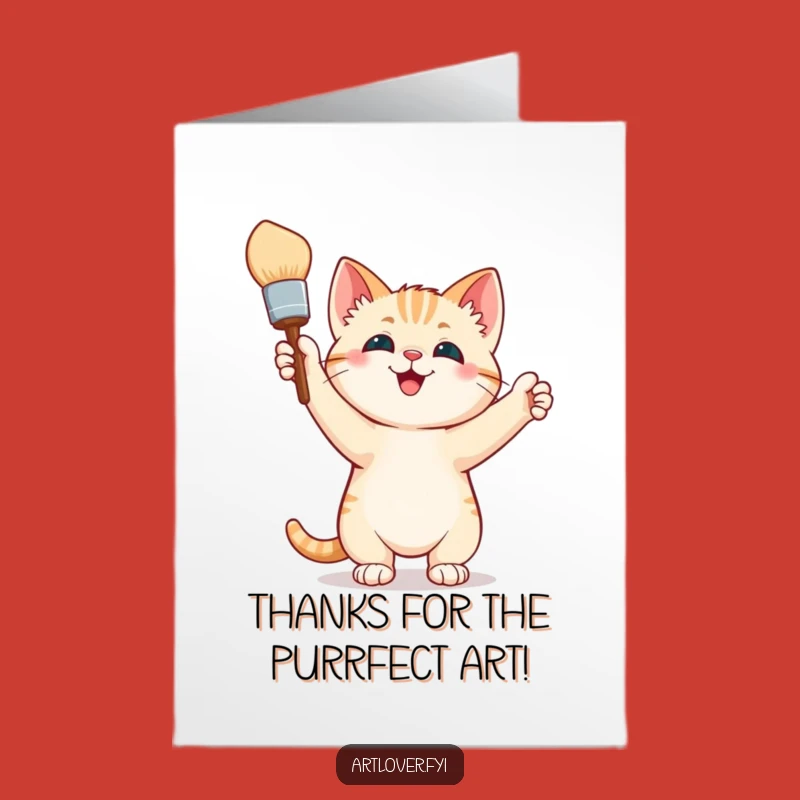 Free Printable Thank You Card: Adorable Kitten Artist, Funny DIY Downloadable