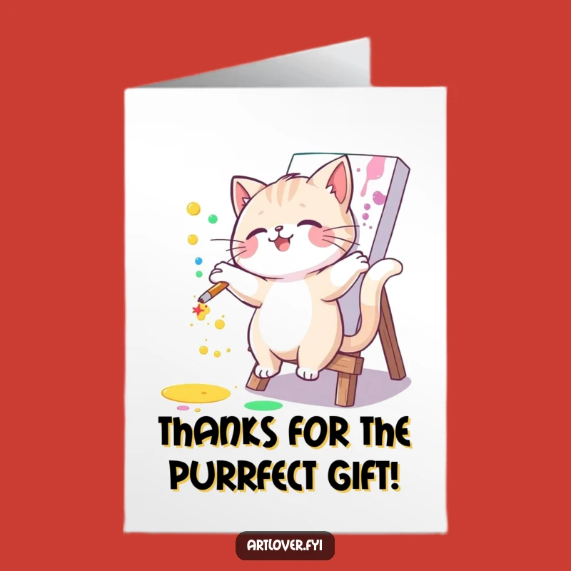 Free Printable Thank You Card: Cat Paint Splatter Design for a Creative Downloadable Gift