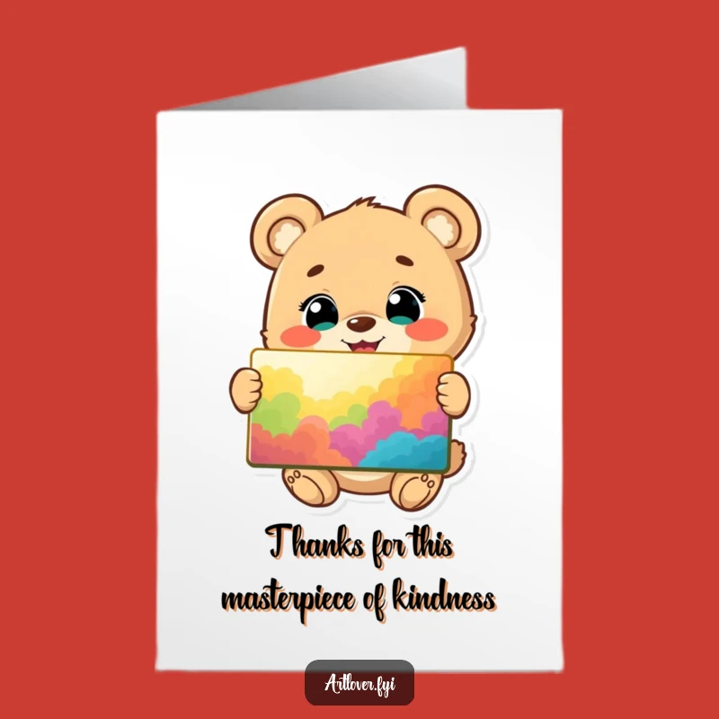 Free Printable Thank You Card: Happy Bear Cub Artist, Art Display, DIY Gratitude Gift