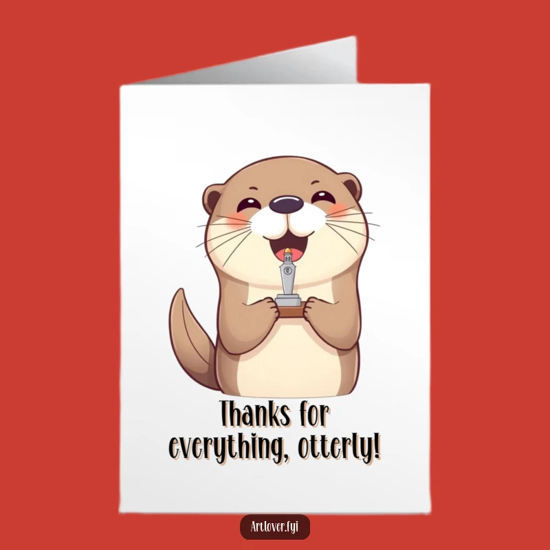 Free Printable Thank You Card: Joyful Otter Balances Art Hilarious Downloadable