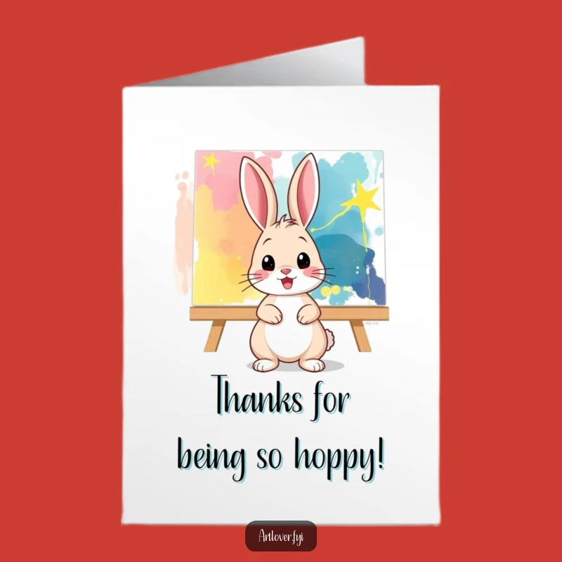 Free Printable Thank You Card: Playful Bunny Artist, Funny DIY Downloadable