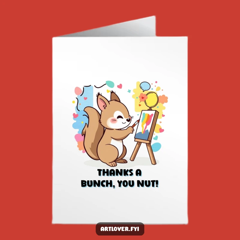 Free Printable Thank You Card: Squirrel Artist - Colorful Thanks!