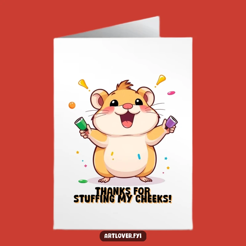 Free Printable Thank You Card: Hamster Juggling Paint for a Cheerful Downloadable Gift