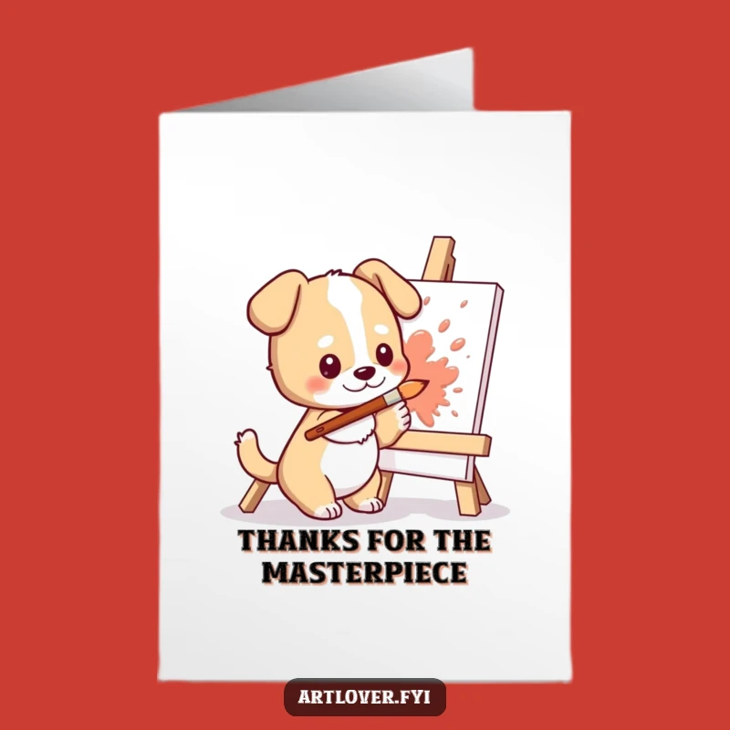 Free Printable Dog Painter Thank You Card: Cute Cartoon Downloadable Gift