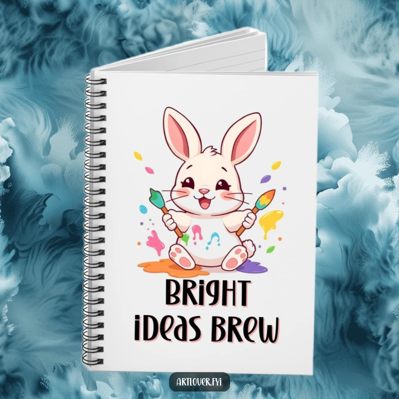 Funny Rabbit Painter Notebook: A happy rabbit artist mixing paints with its paws, perfect for jotting down funny notes and ideas.
