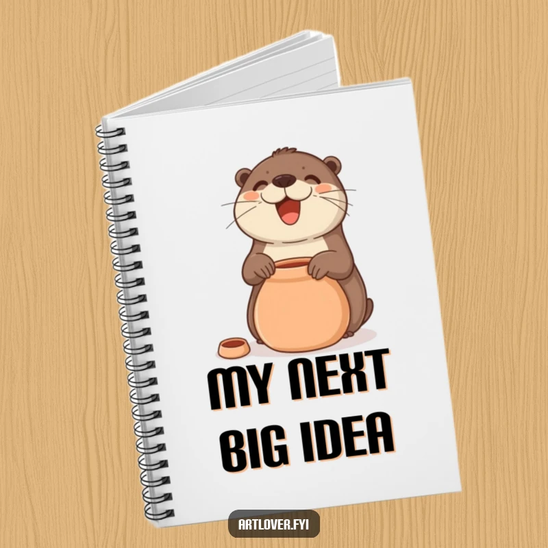 Funny Notebook with a smiling otter artist focused on making a clay pot, designed for capturing creative ideas and notes.