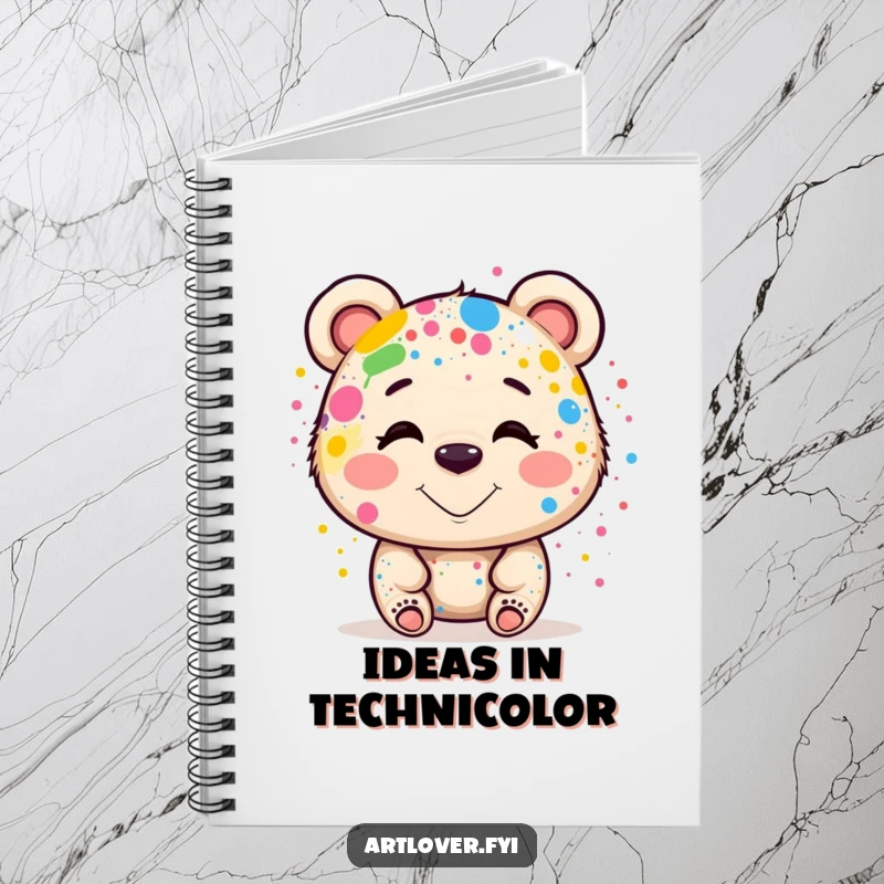 Funny Notebook: A smiling bear artist with paint streaks on its paws, diligently writing or sketching, perfect for creative thoughts, great gift.