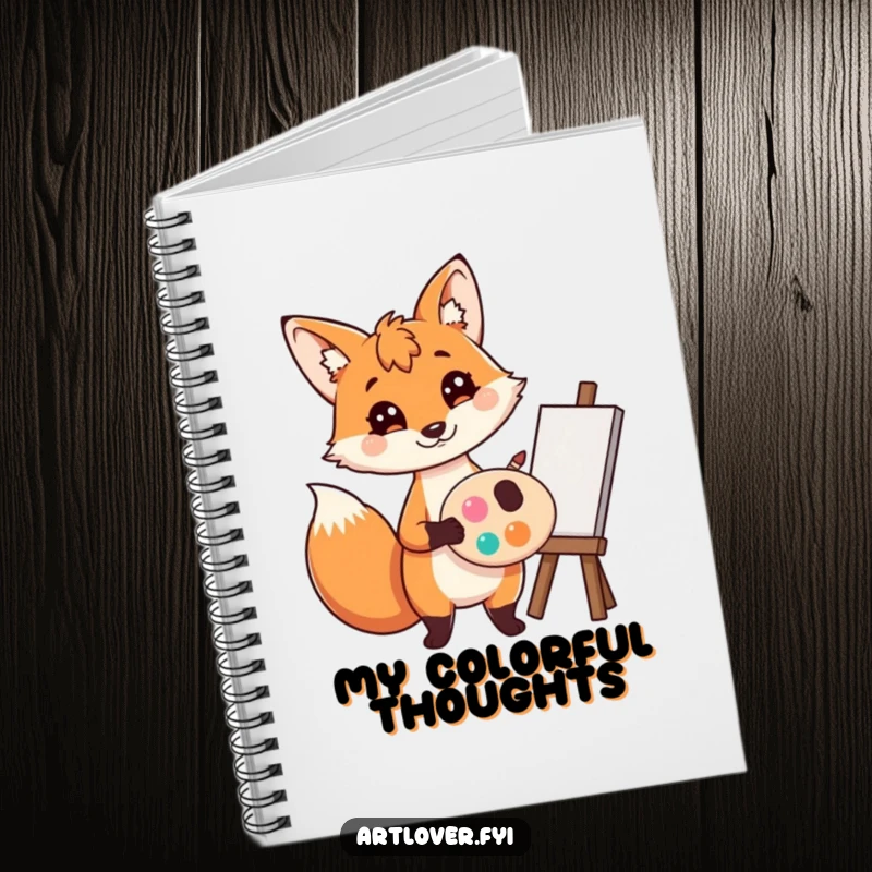 Funny Fox Artist Notebook: A playful fox artist holding a palette and brush, perfect for jotting down notes, sweet little funny gift.