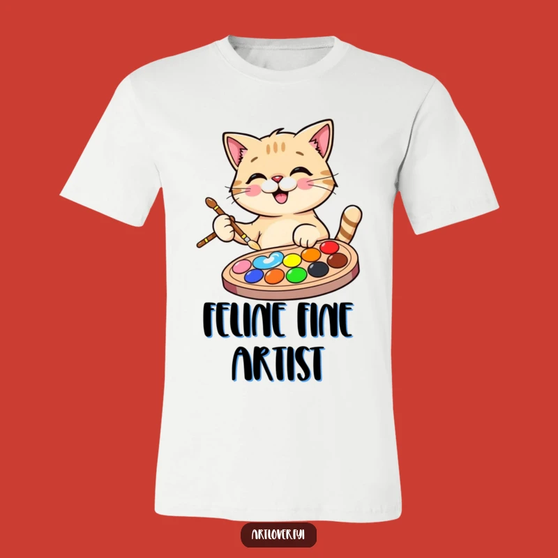 Funny Cat Artist T-Shirt: Cheerful Painter Kitty, a Hilarious Gift for Art Lovers!