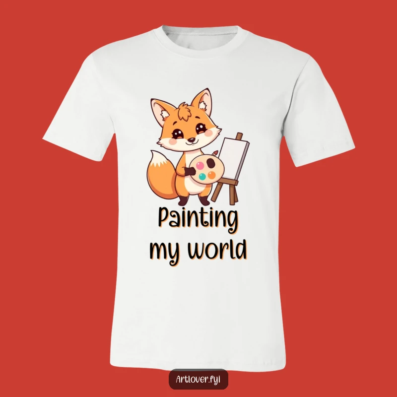 Funny Fox Artist T-Shirt: Creative Painter Tee, Unique Funny Gift for Crafters