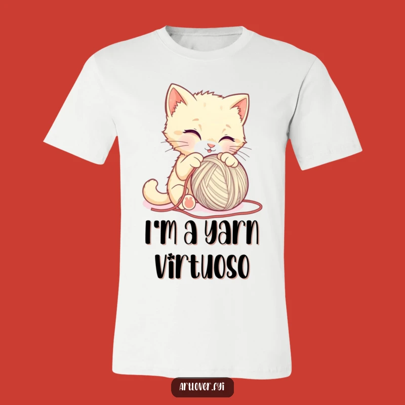 Funny Kitten Sculpting Yarn T-Shirt - Hilarious Pet Lover Graphic Tee