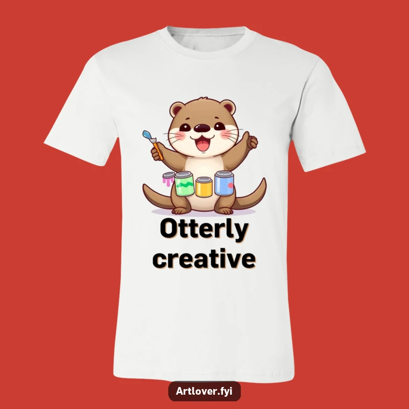 Funny Otter Artist T-Shirt: Balancing Act of Joy, Ideal Funny Gift!