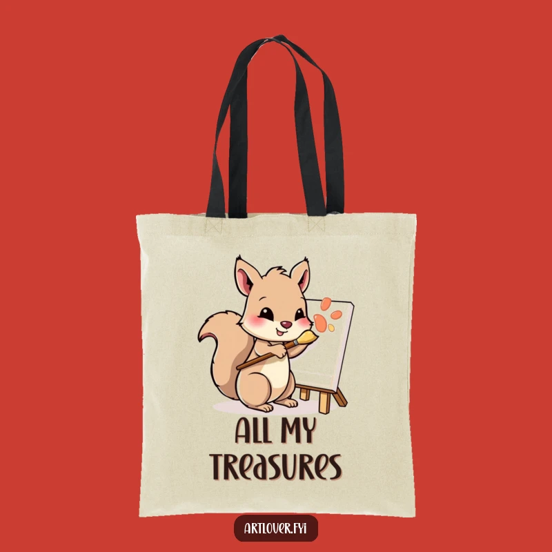 Funny Squirrel Artist Tote Bag: Carry Your Supplies with a Playful Painter Squirrel, Ideal Gift