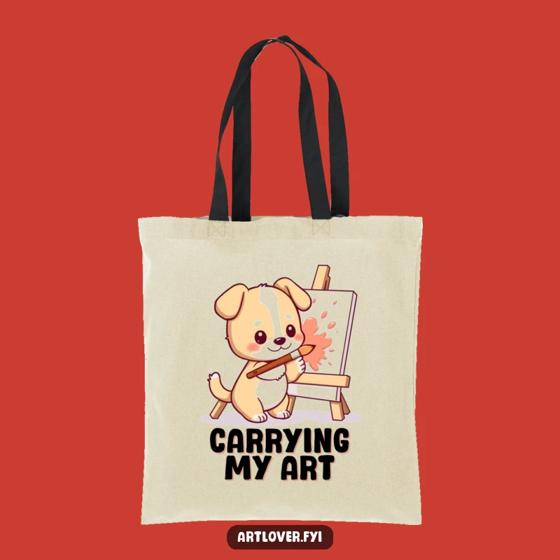 Funny Dog Artist Tote Bag: Chic Cute Character Splashing Paint, Stylish Humorous Gift!