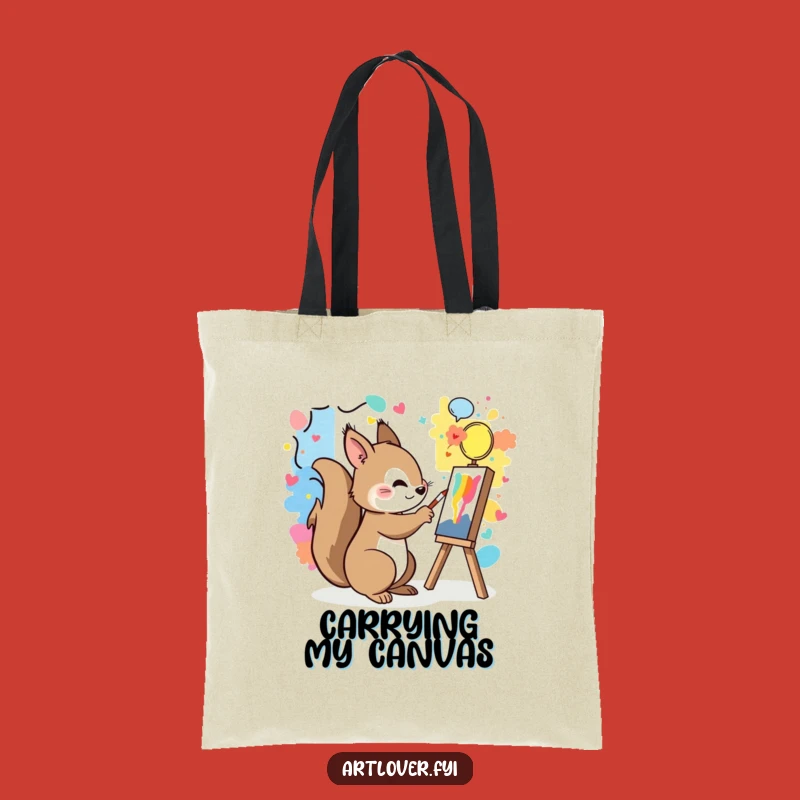 Funny Squirrel Mural Tote Bag: Carry Your Art Supplies Creatively