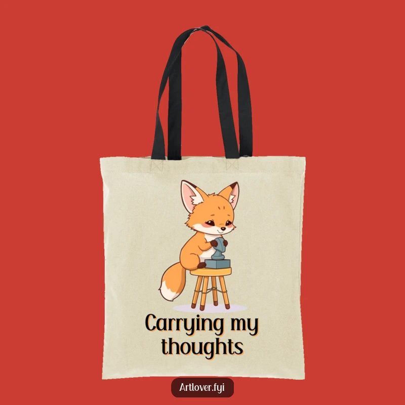 Funny Fox Art Critic Tote Bag: Carry Your Masterpieces with Style!