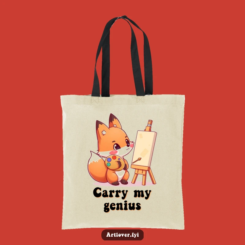 Funny Artist Fox Tote Bag: Palette Pouch - Perfect Gift!