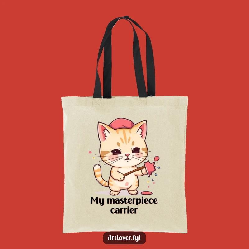 Funny Cat Artist Tote Bag: Carry Your Supplies with This Determined Painter Cat, Ideal Gift