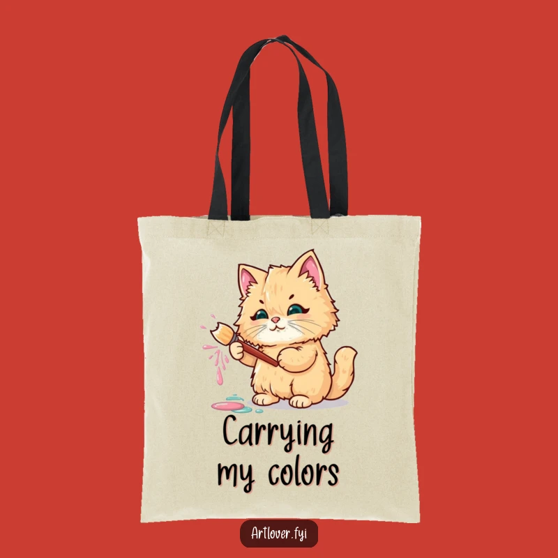 Funny Fluffy Cat Paint Tote Bag: Carry Your Art Supplies (or Snacks)