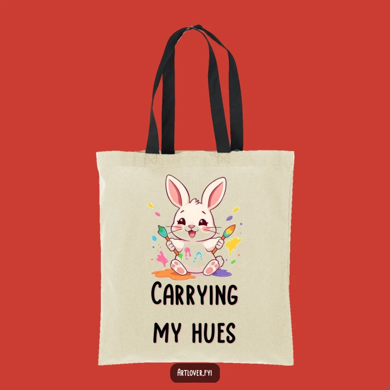 Funny Rabbit Painter Tote Bag: Carry Your Art Supplies with Joy!