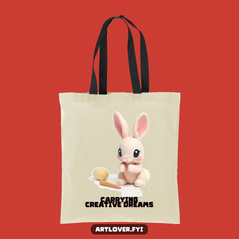 Funny Rabbit Sculptor Tote Bag: Carry Your Creations in Style, Perfect Gift!