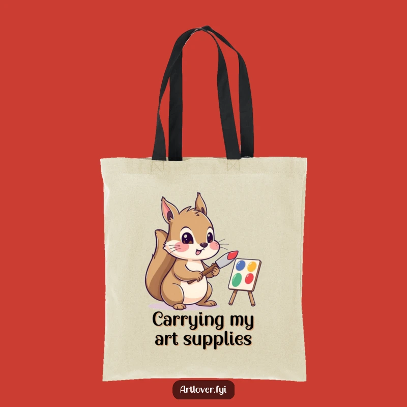 Funny Squirrel Art Tote Bag: Creative Squirrel Mixing Colors, Stylish Funny Gift